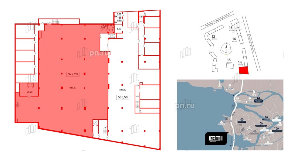 Помещение в ЖК БЦ INSIDE, 972.2 м²