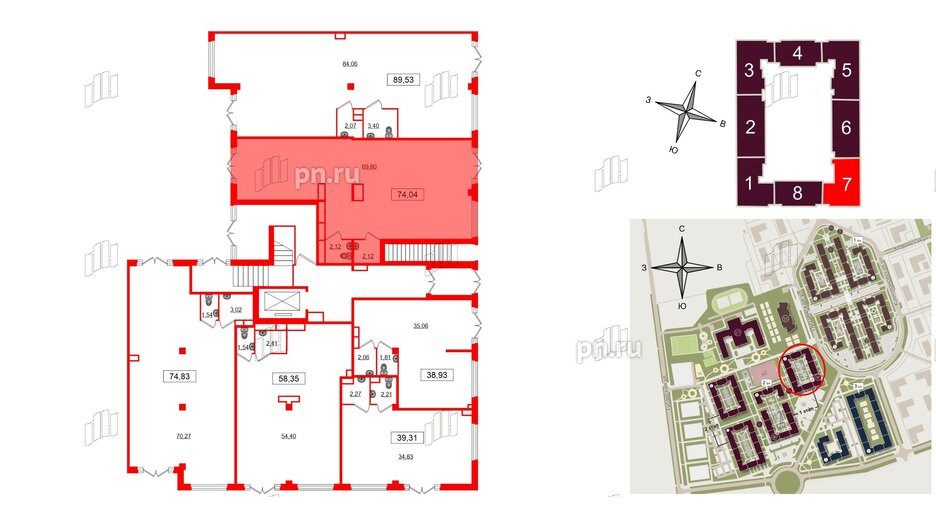 Помещение в ЖК Дубровский, 74.04 м², 1 этаж