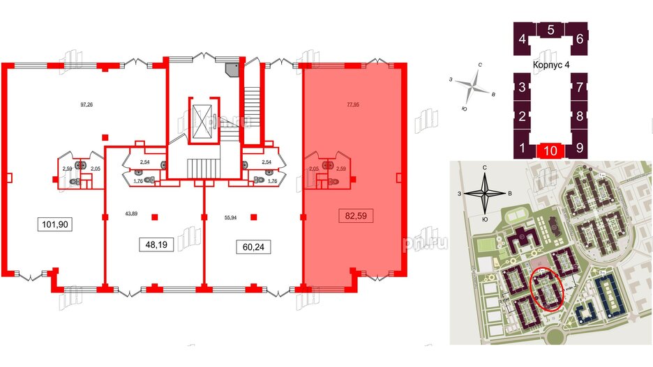 Помещение в ЖК Дубровский, 82.59 м², 1 этаж