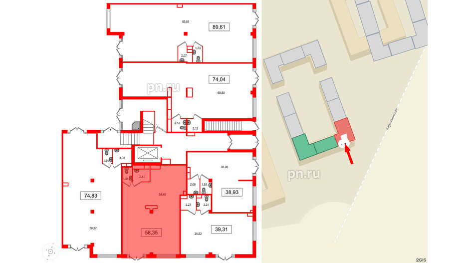 Помещение в ЖК Дубровский, 58.35 м², 1 этаж
