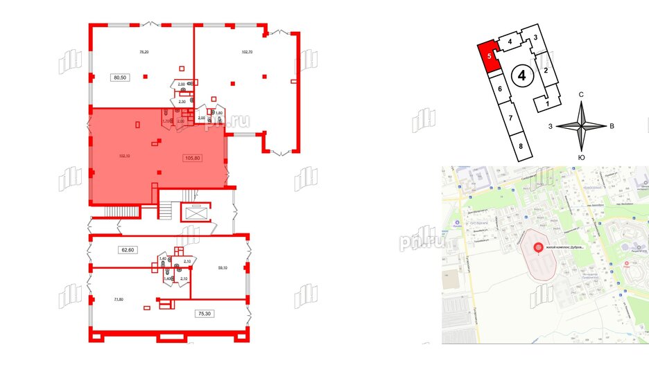 Помещение в ЖК Дубровский, 105.8 м², 1 этаж