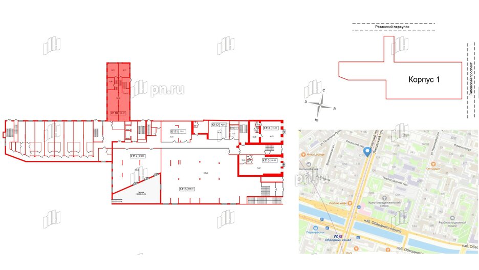 Помещение в ЖК Клубный дом Лиговский,127, 129.07 м², 1 этаж