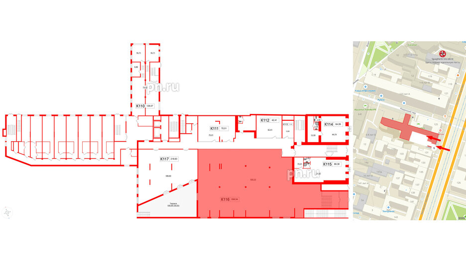 Помещение в ЖК Клубный дом Лиговский,127, 566.54 м², 1 этаж