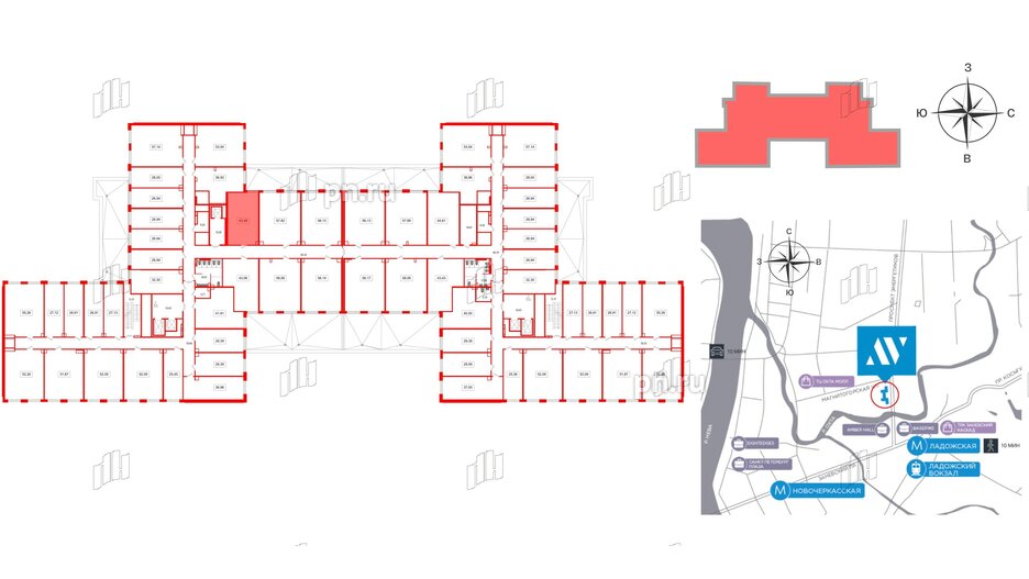 Помещение в ЖК Ladozhsky Avenir, 43.48 м², 2 этаж