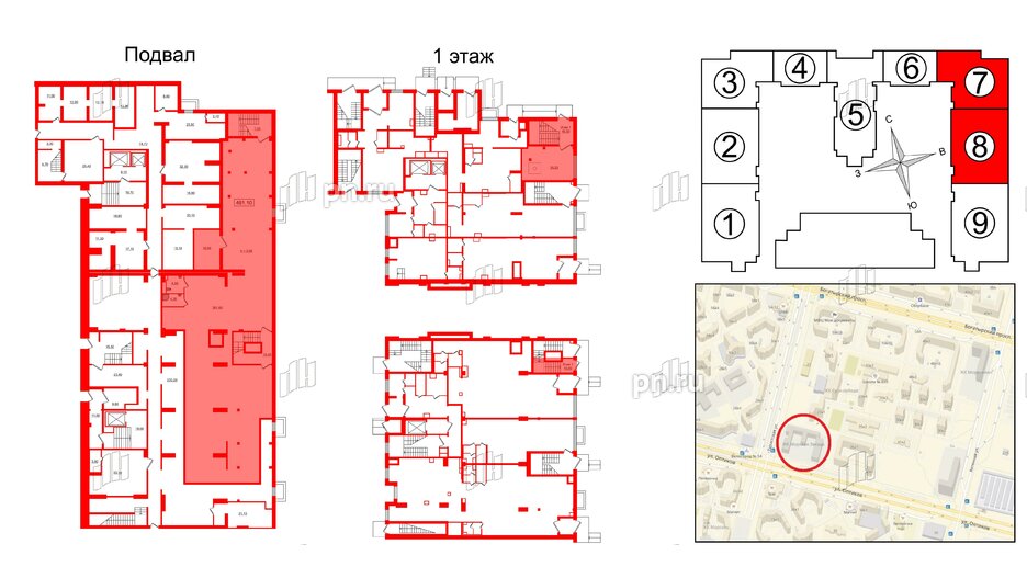 Помещение в ЖК Морская звезда, 461.1 м², -1 этаж