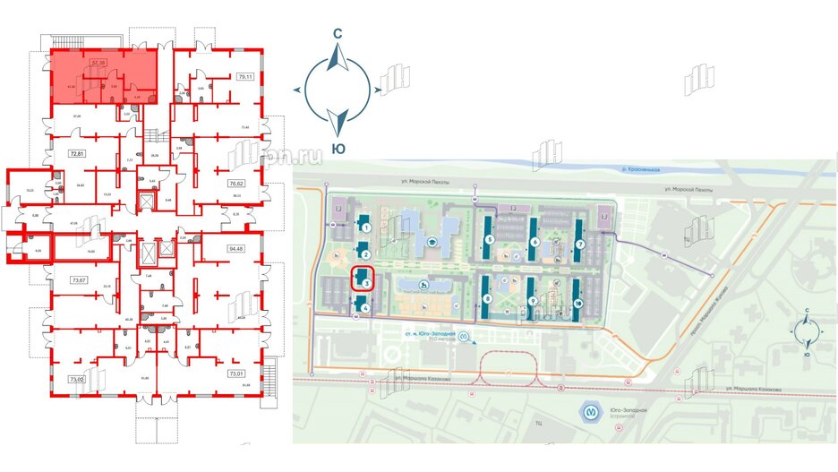 Помещение в ЖК Морская миля, 56.2 м², 1 этаж