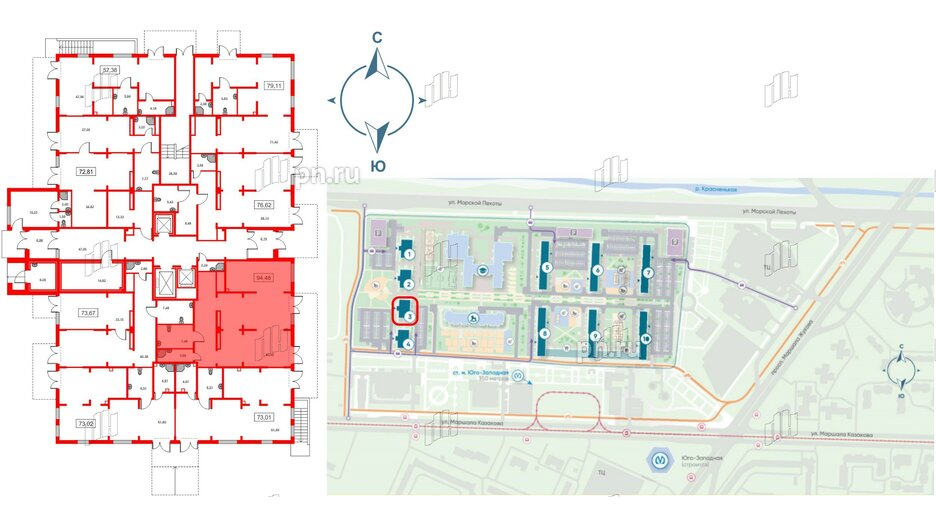 Помещение в ЖК Морская миля, 94.2 м², 1 этаж