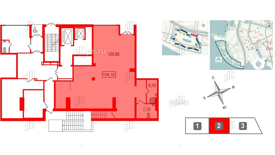 Помещение в ЖК Морская набережная, 134.1 м², 1 этаж