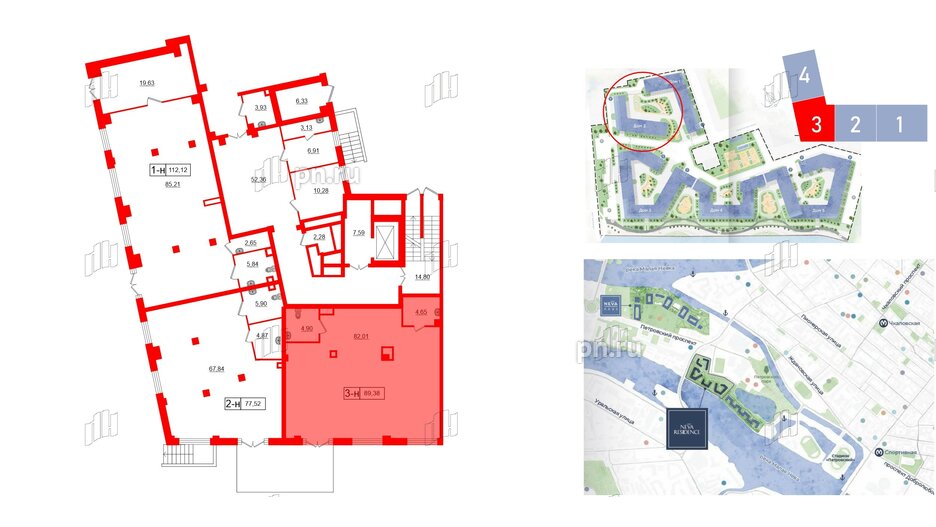 Помещение в ЖК Neva Residence, 89.38 м², 1 этаж