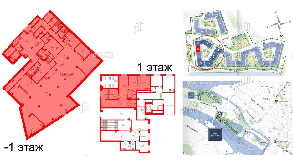 Помещение в ЖК Neva Residence, 1313.11 м², 1 этаж