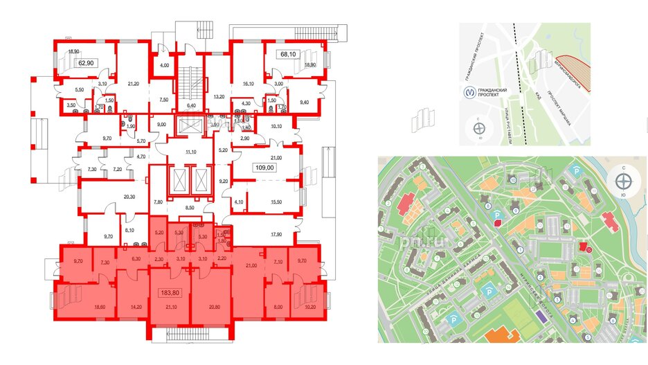 Помещение в ЖК Новая Охта на речке, 183.8 м², 1 этаж