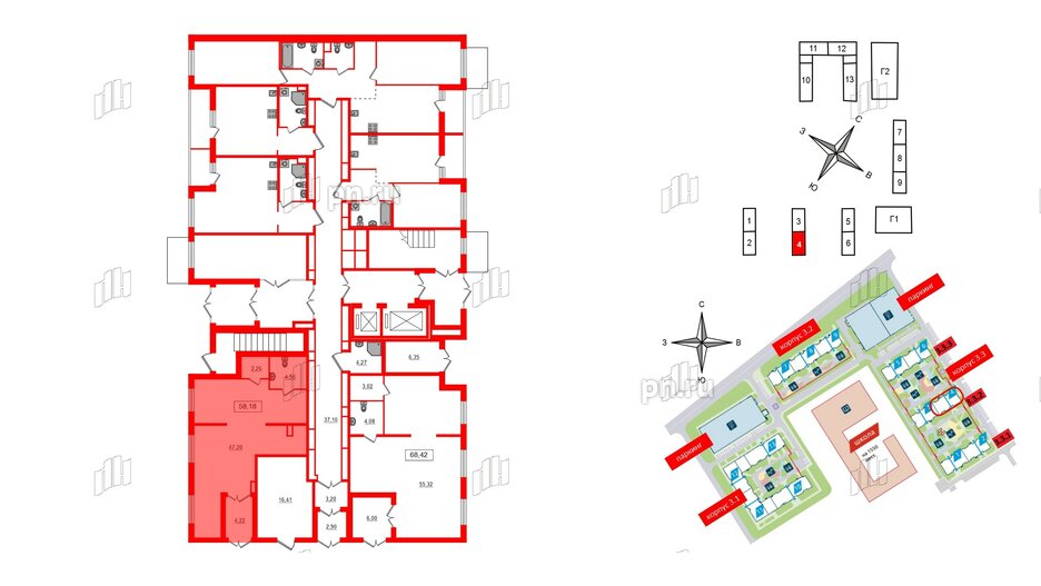 Помещение в ЖК ЦДС Parkolovo, 58.18 м², 1 этаж