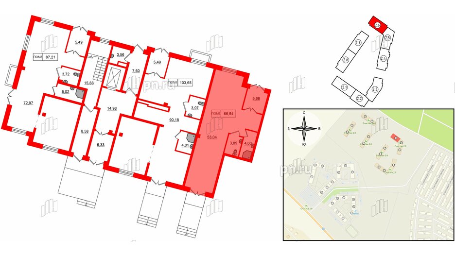 Помещение в ЖК Счастье 2.0, 66.54 м², 1 этаж