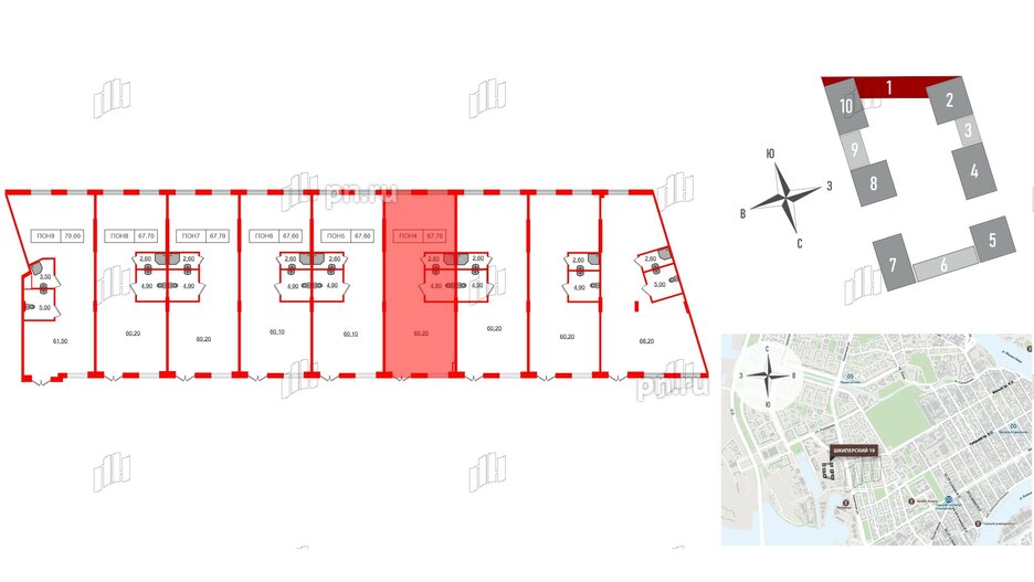 Помещение в ЖК Шкиперский, 19, 67.7 м², 1 этаж