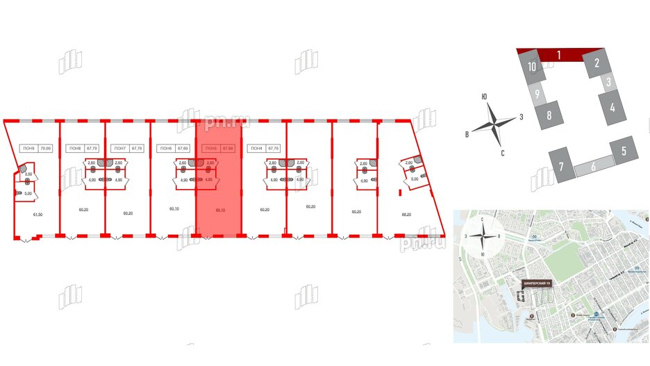 Помещение в ЖК Шкиперский, 19, 67.6 м², 1 этаж