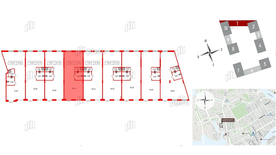 Помещение в ЖК Шкиперский, 19, 67.6 м², 1 этаж