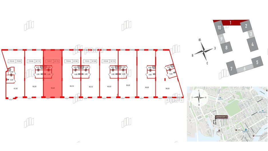 Помещение в ЖК Шкиперский, 19, 67.7 м², 1 этаж