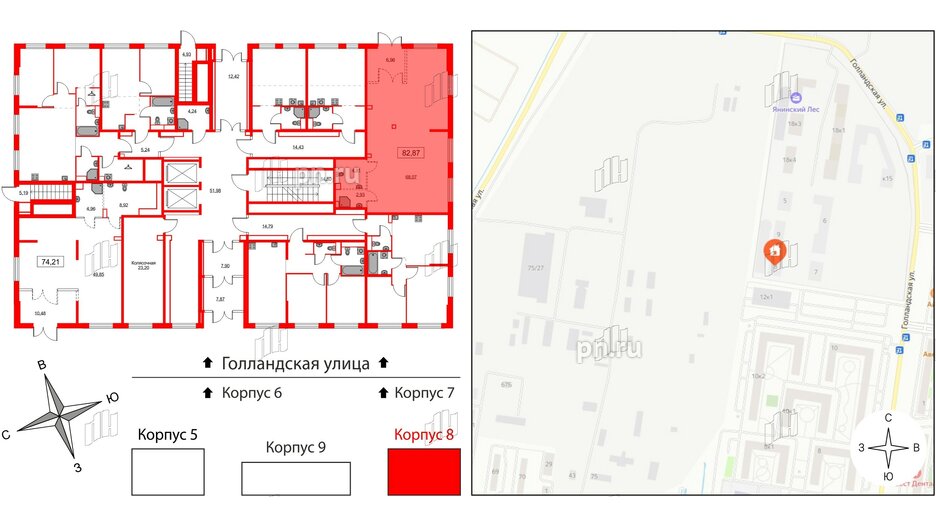 Помещение в ЖК Янинский лес, 82.87 м²