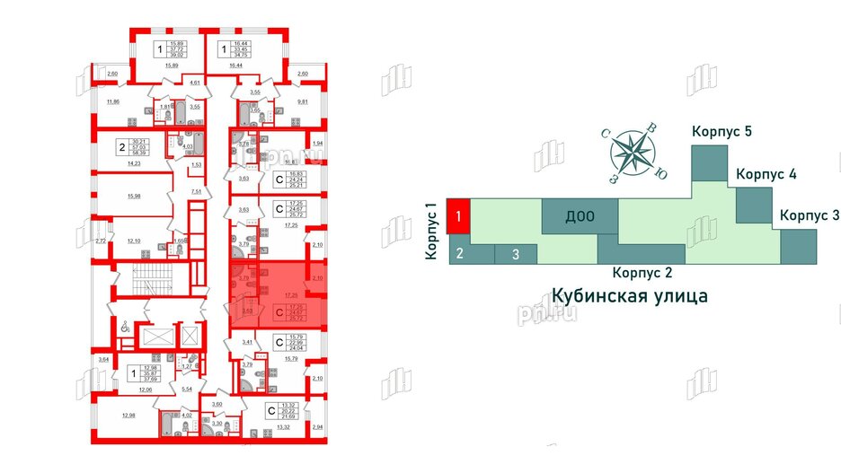 Квартира в ЖК Cube, студия, 25.72 м², 9 этаж