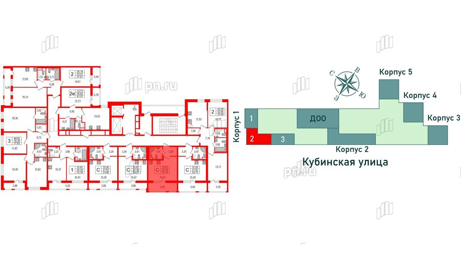 Квартира в ЖК Cube, студия, 25.14 м², 11 этаж