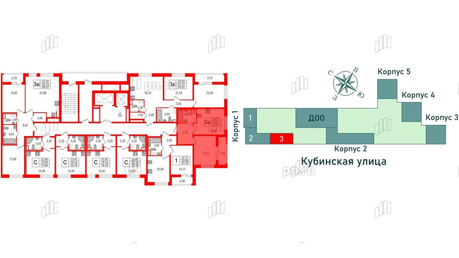 Квартира в ЖК Cube, 1 комнатная, 37.1 м², 4 этаж