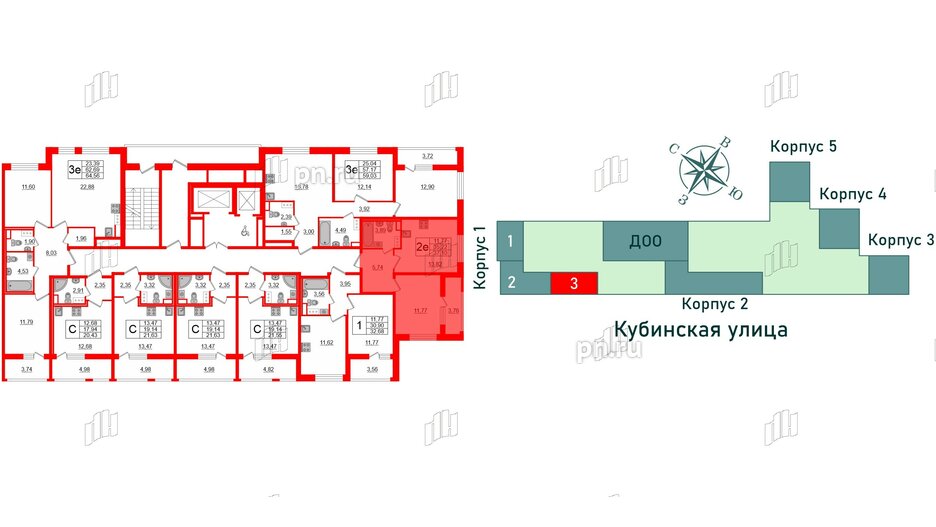 Квартира в ЖК Cube, 1 комнатная, 37.1 м², 11 этаж