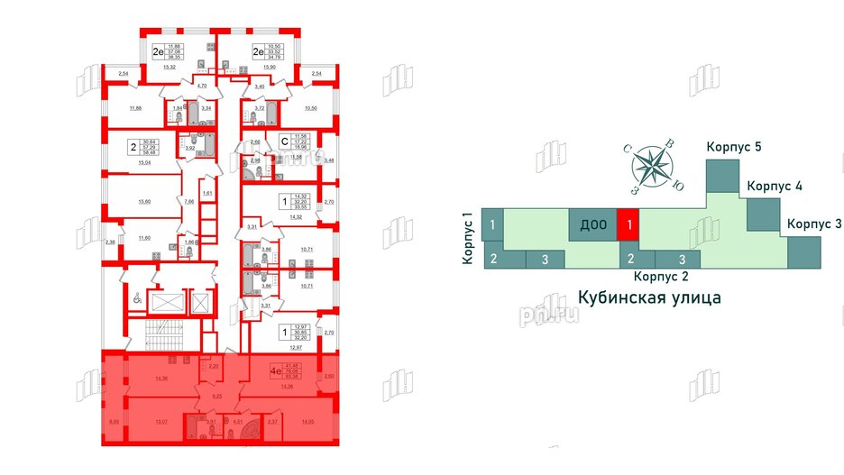 Квартира в ЖК Cube, 3 комнатная, 83.38 м², 11 этаж