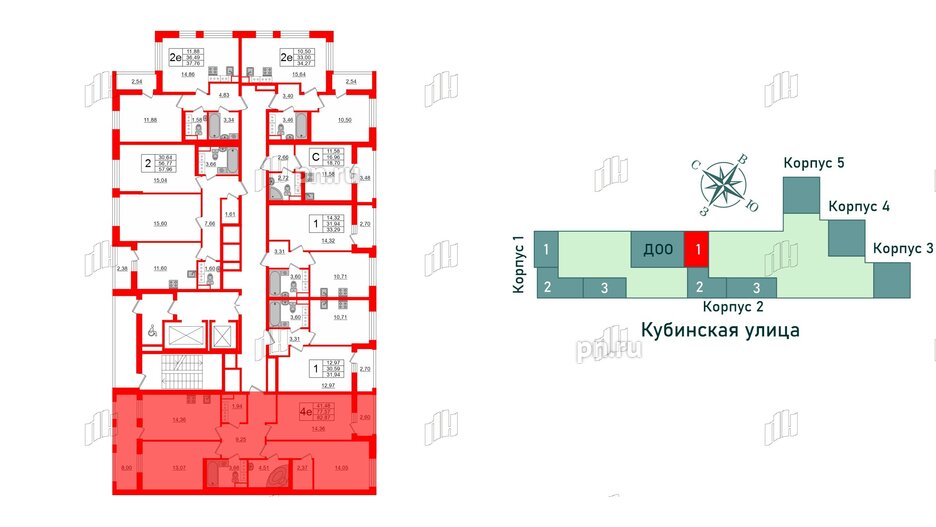 Квартира в ЖК Cube, 3 комнатная, 82.87 м², 13 этаж