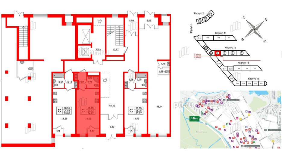 Квартира в ЖК FoRest Akvilon, студия, 25.2 м², 1 этаж