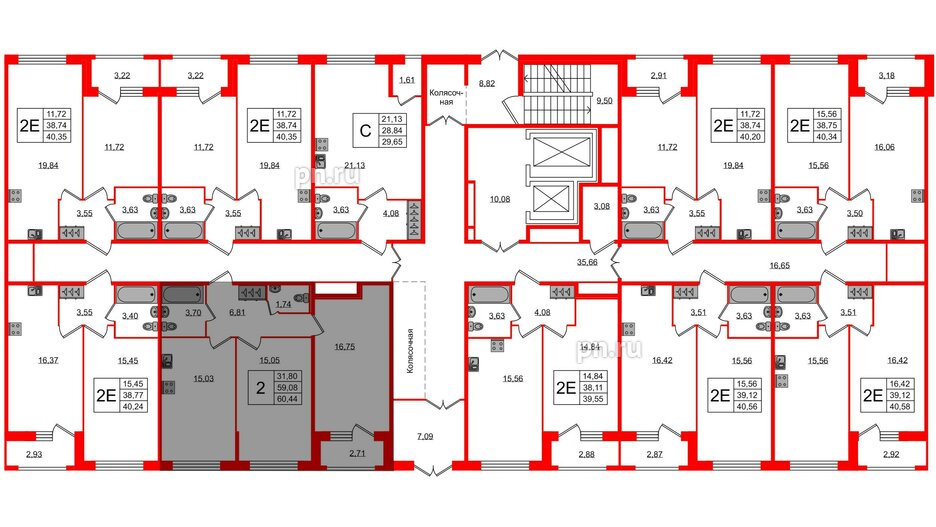 Квартира в ЖК FoRest Akvilon, 1 комнатная, 40 м², 1 этаж