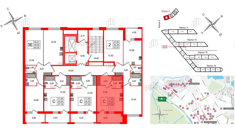 Квартира в ЖК FoRest Akvilon, студия, 27.1 м², 3 этаж