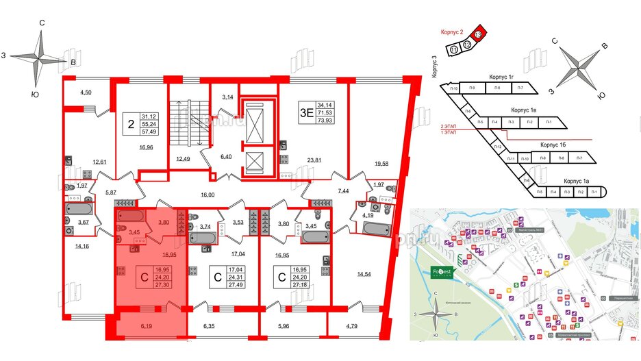 Квартира в ЖК FoRest Akvilon, студия, 27.1 м², 4 этаж