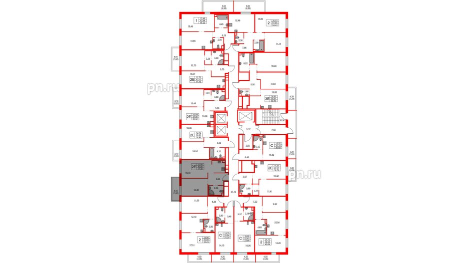 Квартира в ЖК FRIENDS, 1 комнатная, 40.7 м², 2 этаж