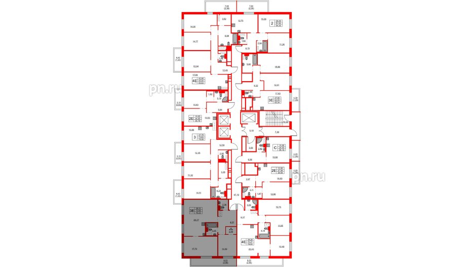 Квартира в ЖК FRIENDS, 2 комнатная, 74.3 м², 24 этаж