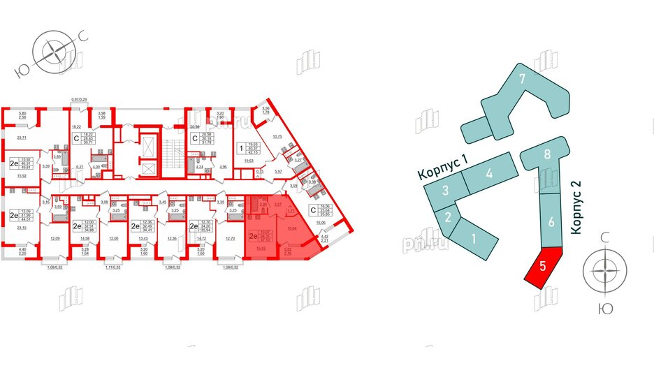 Квартира в ЖК GloraX Заневский, 1 комнатная, 37.1 м², 13 этаж