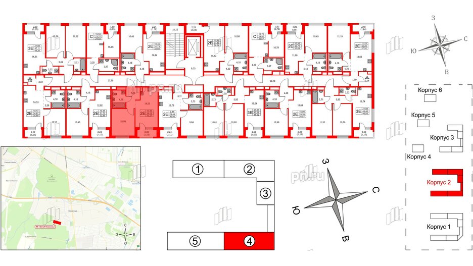 Квартира в ЖК GloraX Новоселье, 1 комнатная, 35.27 м², 7 этаж