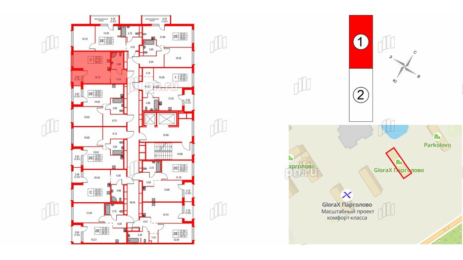 Квартира в ЖК GloraX Парголово, студия, 29.02 м², 8 этаж