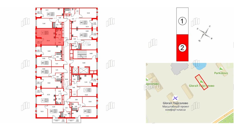 Квартира в ЖК GloraX Парголово, студия, 29.75 м², 5 этаж