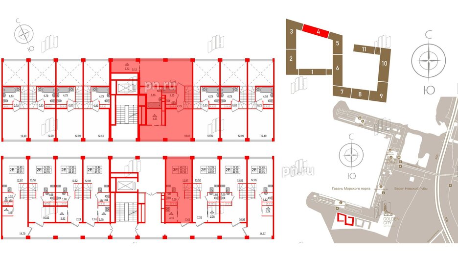 Квартира в ЖК Golden City, 2 комнатная, 86.38 м², 4 этаж