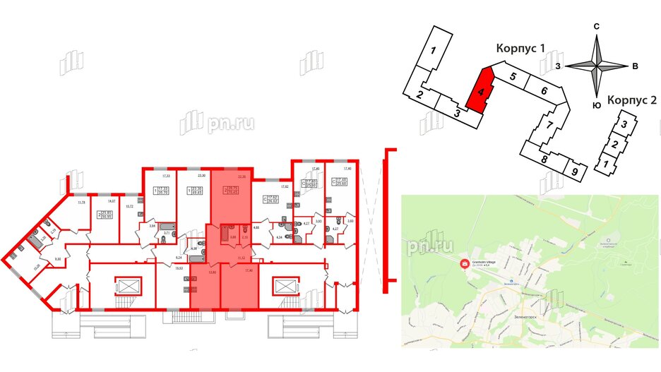 Квартира в ЖК Granholm Village, 2 комнатная, 71.1 м², 1 этаж