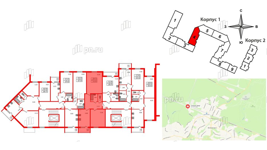 Квартира в ЖК Granholm Village, 2 комнатная, 72 м², 5 этаж