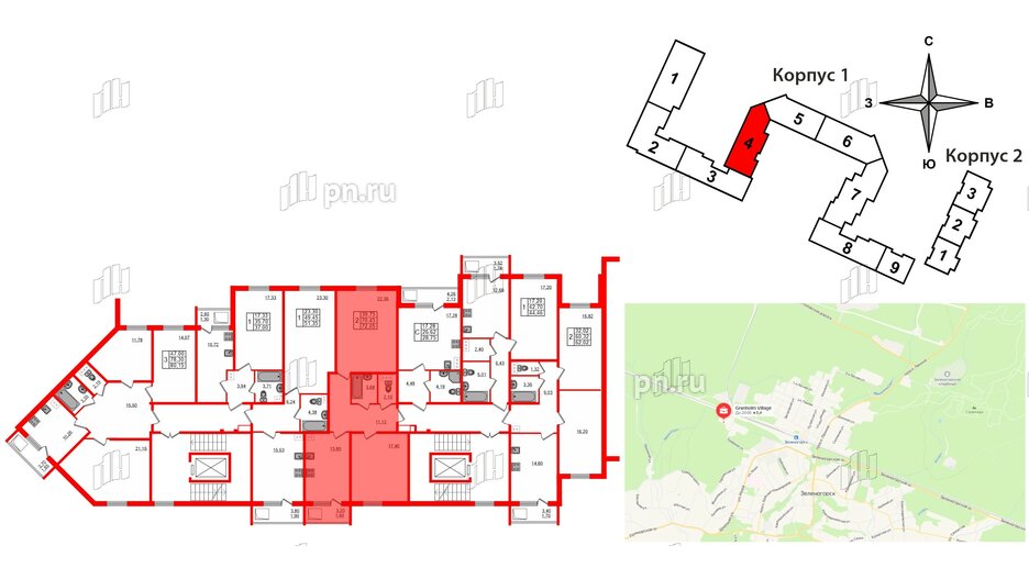 Квартира в ЖК Granholm Village, 2 комнатная, 72 м², 6 этаж