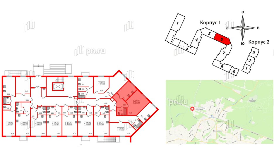 Квартира в ЖК Granholm Village, 1 комнатная, 42.3 м², 1 этаж