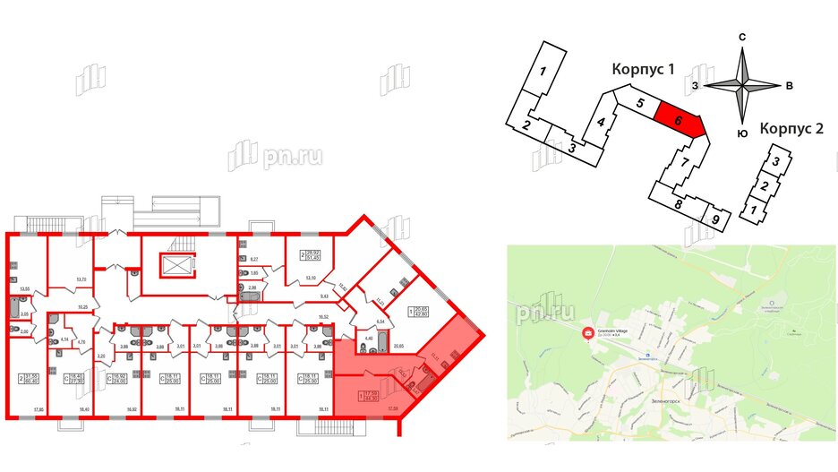 Квартира в ЖК Granholm Village, 1 комнатная, 44.4 м², 1 этаж