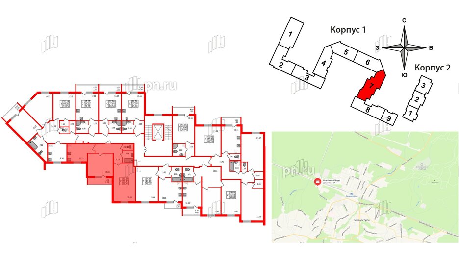 Квартира в ЖК Granholm Village, 2 комнатная, 68.6 м², 3 этаж