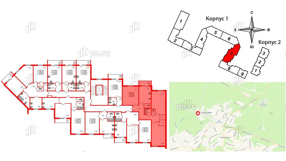 Квартира в ЖК Granholm Village, 3 комнатная, 108.6 м², 4 этаж