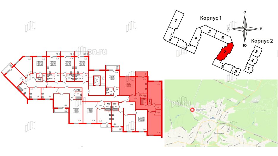 Квартира в ЖК Granholm Village, 3 комнатная, 108.8 м², 5 этаж