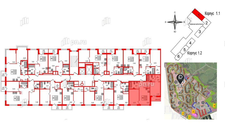 Квартира в ЖК iD Murino III, 2 комнатная, 54.9 м², 5 этаж