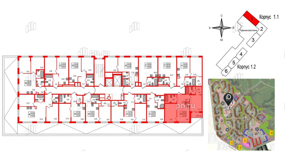 Квартира в ЖК iD Murino III, 2 комнатная, 55.7 м², 2 этаж