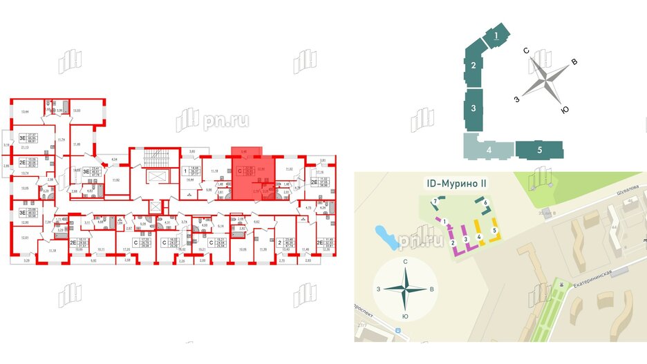 Квартира в ЖК iD Murino II, студия, 29.97 м², 2 этаж